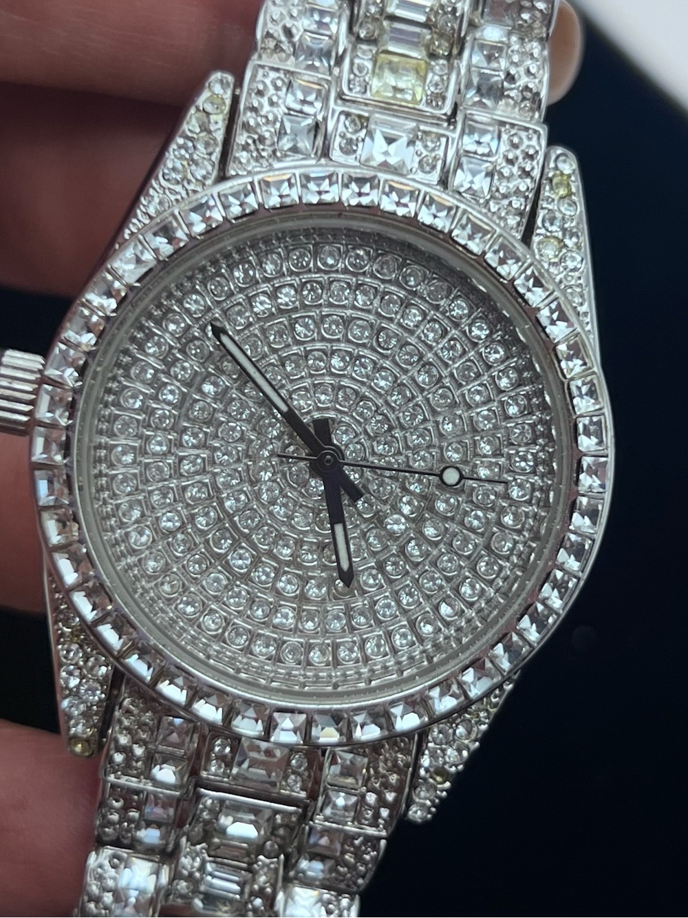 Classic Pavé Crystal Silver Bracelet Watch for Women